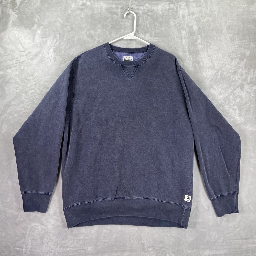 Revtown Sweatshirt Mens Large Crew Neck Fleece Lined Faded Wash Purple Pullover